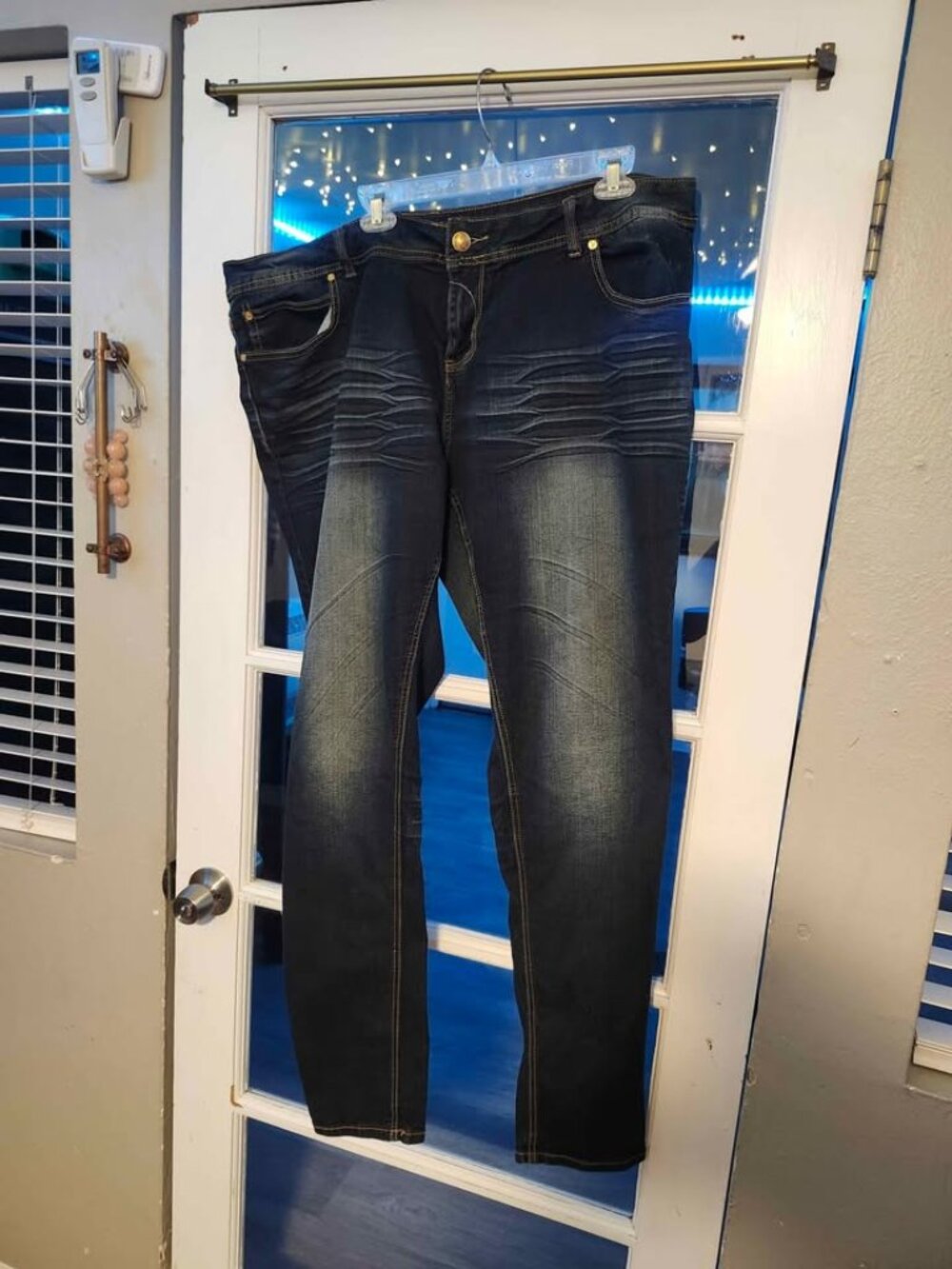 Y2K Women's Rocawear Gold Embroidered Flare Jeans Dark Wash Size 24 2000s